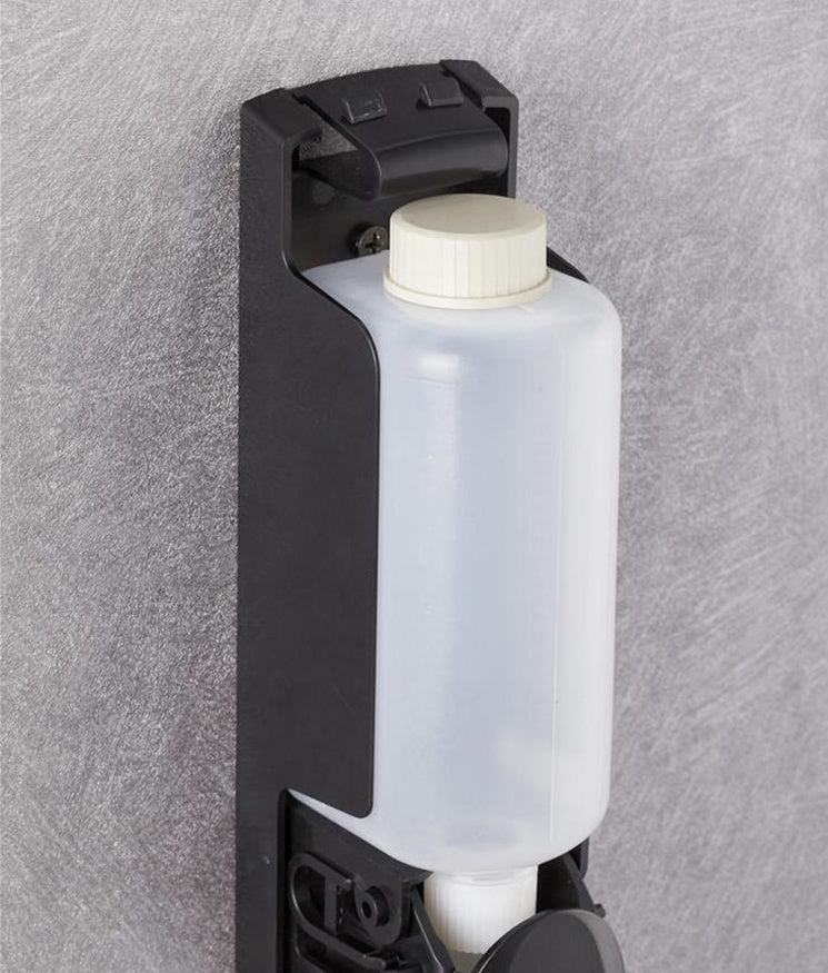 Plastic Wall Mount Soap Dispenser Black Bathroom Shower Shampoo Liquid Dispenser Set Hotel Mall Kitchen Soap Bottle 350ml