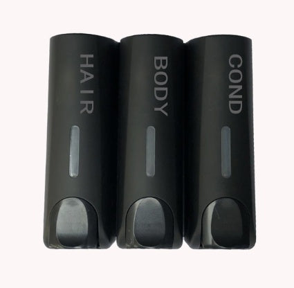 Plastic Wall Mount Soap Dispenser Black Bathroom Shower Shampoo Liquid Dispenser Set Hotel Mall Kitchen Soap Bottle 350ml
