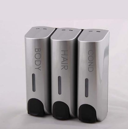Plastic Wall Mount Soap Dispenser Black Bathroom Shower Shampoo Liquid Dispenser Set Hotel Mall Kitchen Soap Bottle 350ml