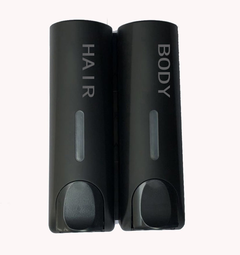 Plastic Wall Mount Soap Dispenser Black Bathroom Shower Shampoo Liquid Dispenser Set Hotel Mall Kitchen Soap Bottle 350ml