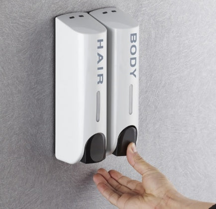 Plastic Wall Mount Soap Dispenser Black Bathroom Shower Shampoo Liquid Dispenser Set Hotel Mall Kitchen Soap Bottle 350ml